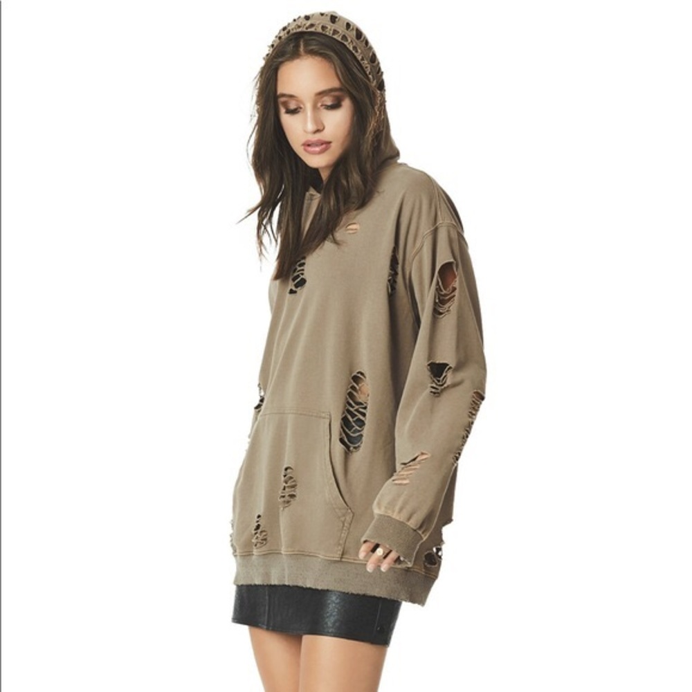 LF Emma & Sam Distressed Olive Hoodie